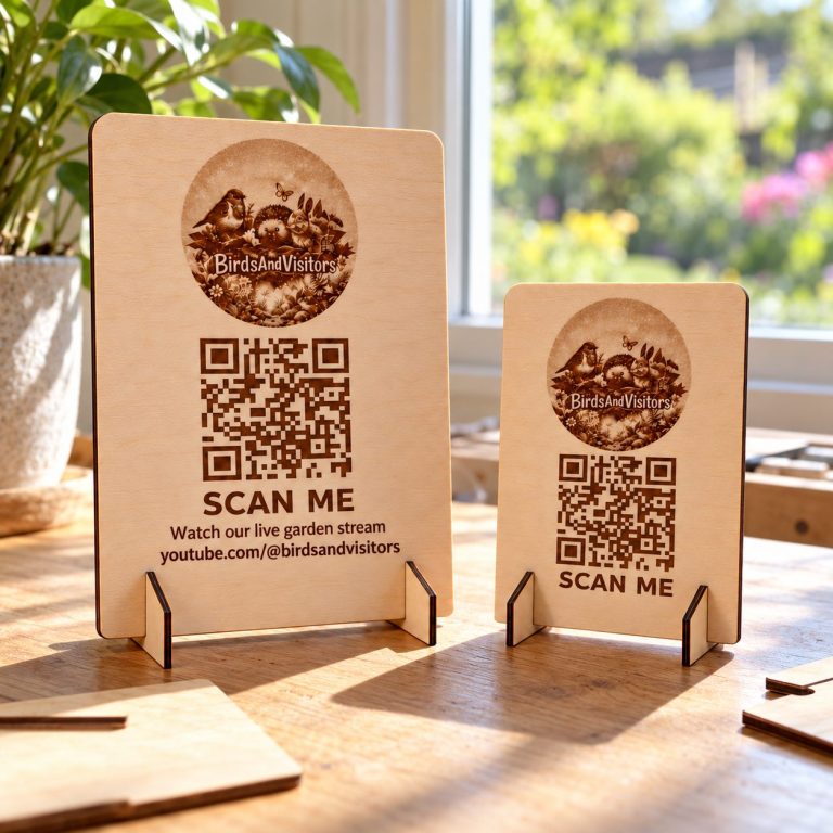 “Scan me” wooden sign